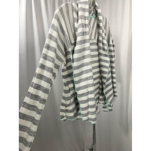 GIRLS Youth 90 Degree Girl Sz M 10 Gray Striped Open Sweatshirt Cardigan Top - Picture 3 of 9